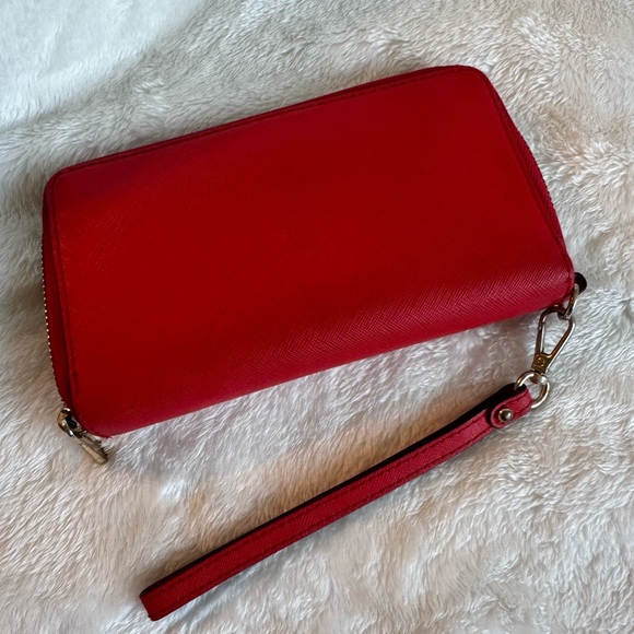 Michael Kors Scarlet Red Wristlet with Gold Accents - Picture 2 of 4